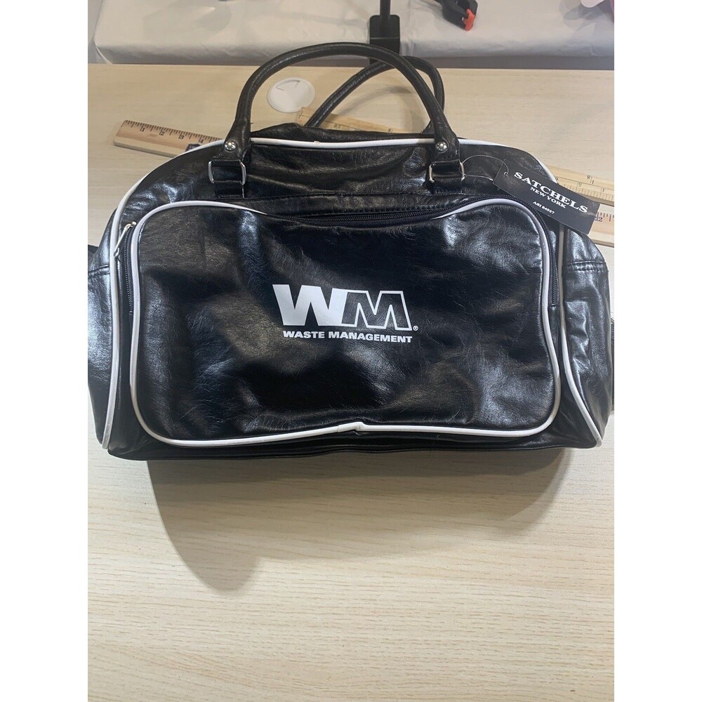 Satchels new york Waste Management Black & White Logo Duffle Bag